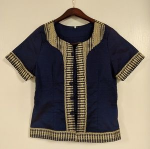 Cute Cambodian Light Jacket - navy and gold trim